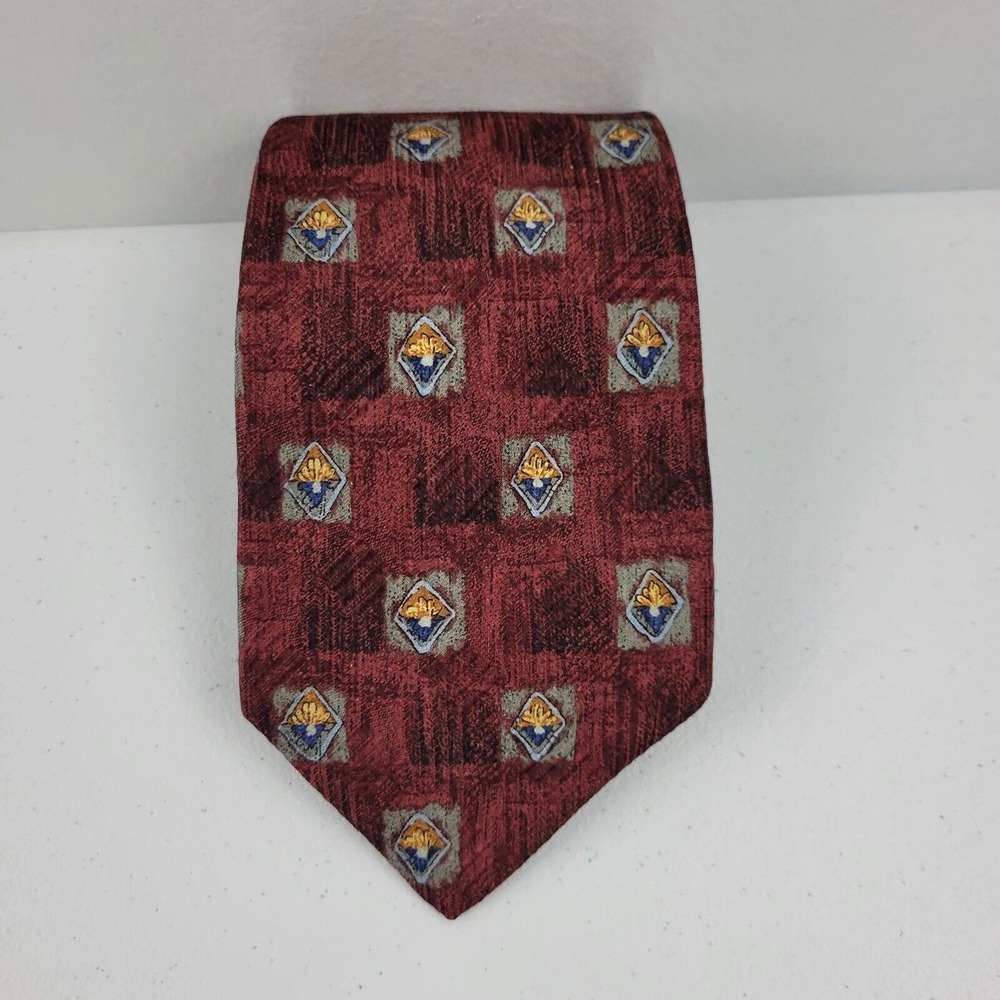 Robert Talbott USA Silk tie mens red geometric Nordstrom 59" 4" 460
